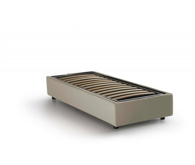 Cama individual en tela Beige