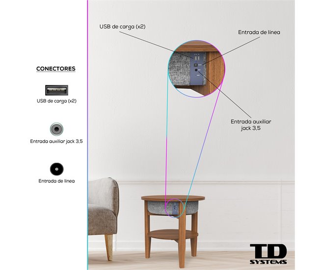 Altavoz Mesa Bluetooth de 30W - TD Systems SM30B11WC8B Madera