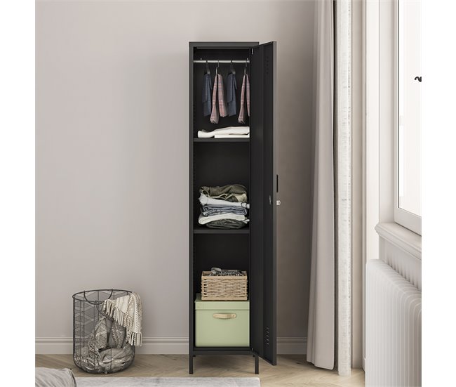 Armario ropero Seinäjoki acero 38 Negro