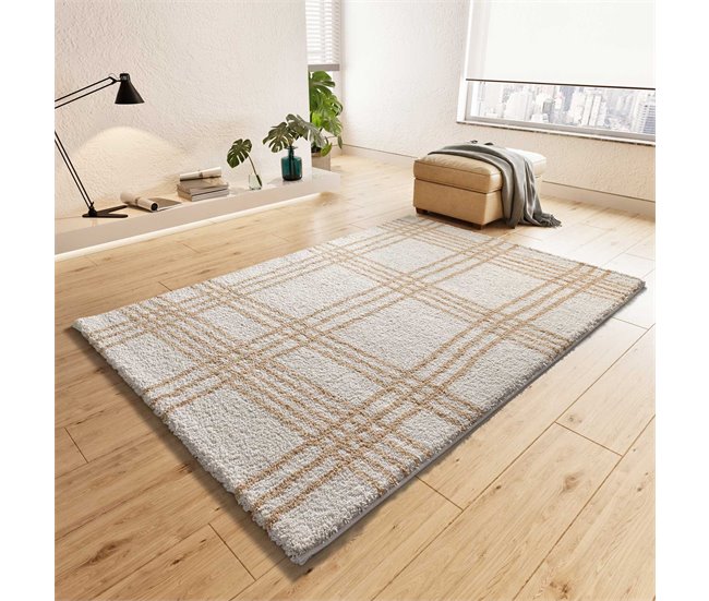 Alfombra shaggy de estilo nórdico HELIA - ATTICGO 133x190 Beige
