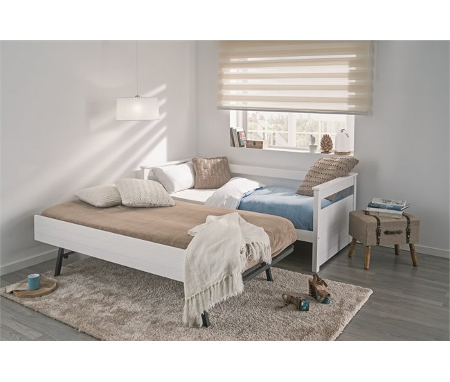 Cama nido 90x190 con somier DUPLEX Blanco