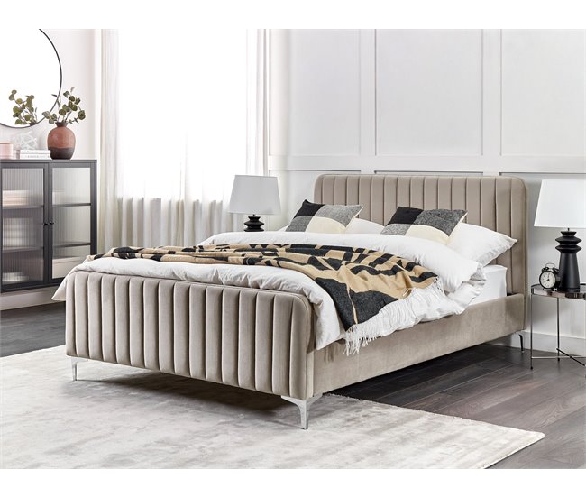 Beliani Cama Terciopelo LUNAN 146x215 Gris