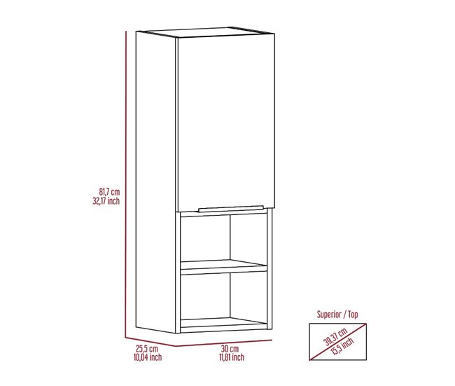 Armario de Pared baño Mila, con estantes Gris