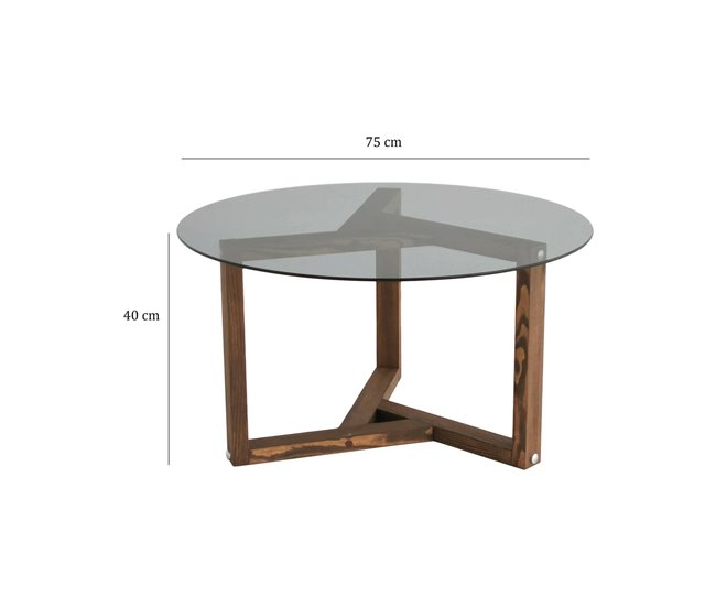 Mesa de centro de vidro 75x75 Madera Oscura