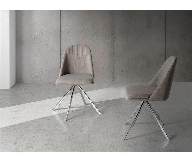 ANGEL CERDA Silla comedor giratoria acero Gris