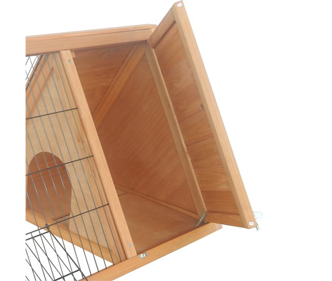 Jaula para Conejos Madera de Abeto, Metal PawHut Marron
