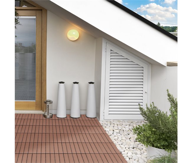 Baldosas de Exterior HDPE Outsunny Marron