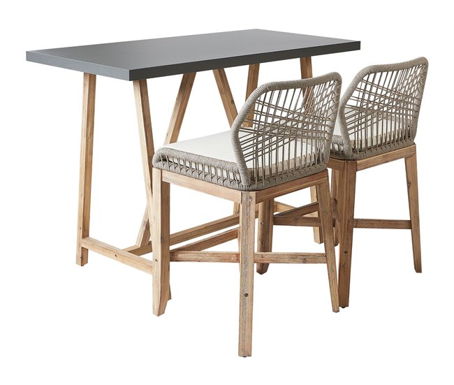 Beliani Conjunto bistro TALAMONE Gris/ Madera