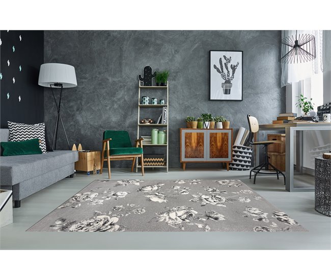 Alfombra GNAB Flores rosas 160x230 Gris