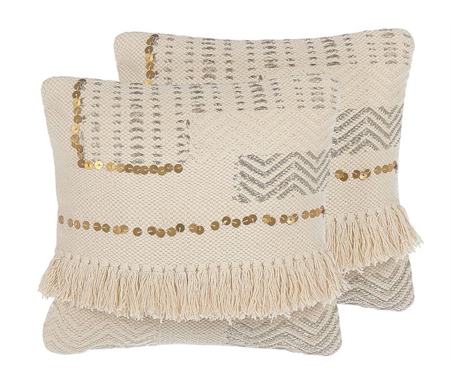 Beliani Cojín decorativo VAYALI Beige
