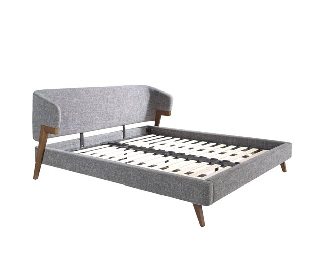 ANGEL CERDA Cama tela color gris 211x220 Nogal