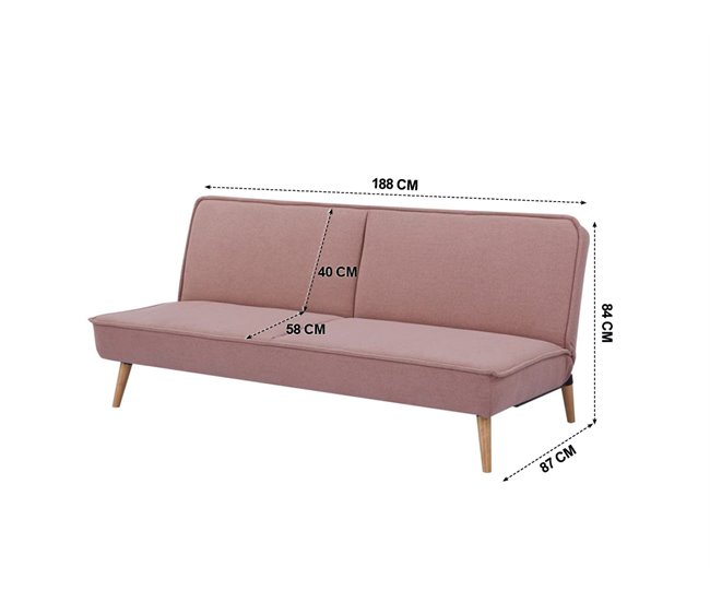 Sofá cama ROSI 3 plazas color rosa Rosa