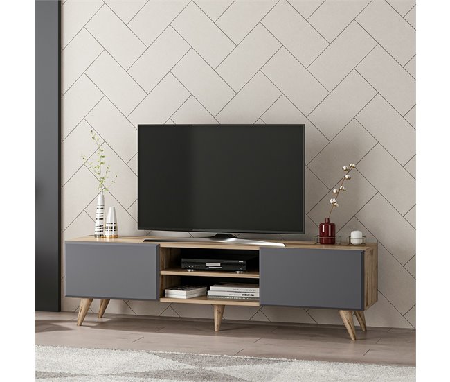 Mueble de TV Grindsted elegante con 2 estantes aglomerado Antracita