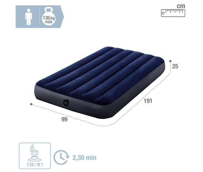Colchón hinchable 99x191x25 cm Azul