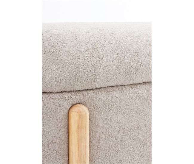 Banqueta-baul tapizada en boucle estructura y patas en pino Gris Claro