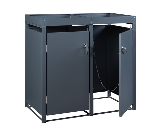 Cobertizo Valkeakoski para 2 cubos de basura de 120L acero Gris