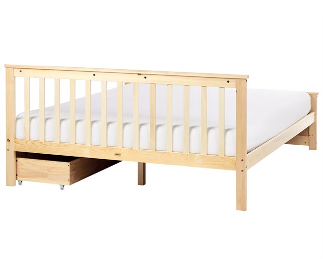 Beliani Cama con cajones Madera de pino OLENDON 169x206 Blanco