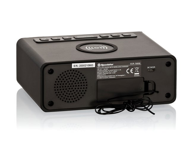 Despertador Roadstar CLR-700  Qi Negro