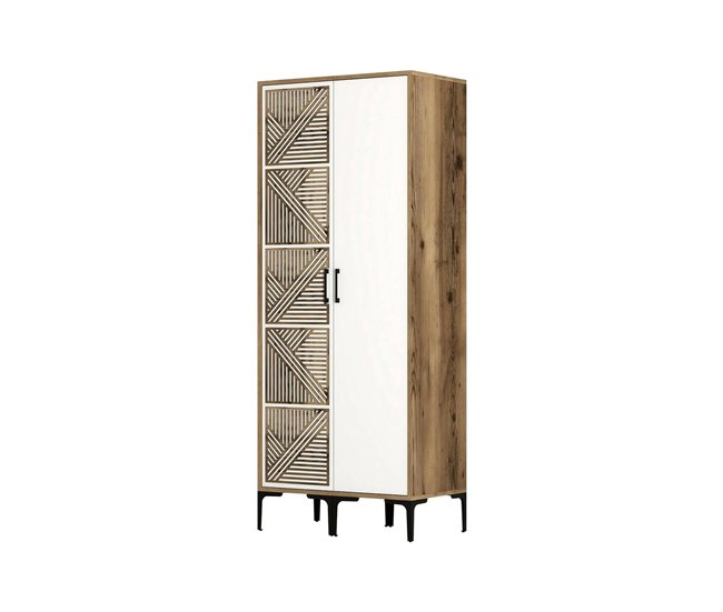 Armario 2 puertas efecto madera 80 Blanco/ Madera