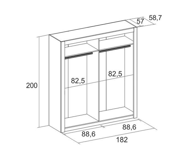 Armario Sava  puertas correderas sahara 182 Madera