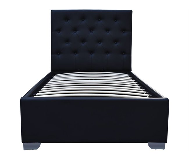 Cama simple con cofre 207x98 Negro