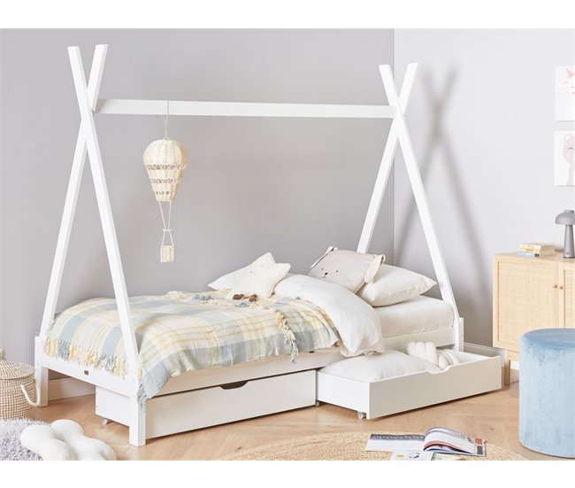 Beliani Conjunto de 2 cajones de cama Madera de pino CRONAT Blanco