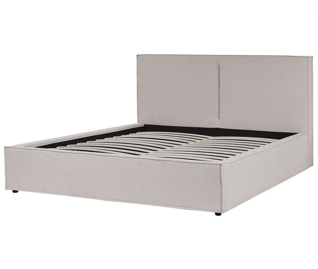 Beliani Cama con almacenaje Poliéster MOISSAC 197x224 Azul Claro