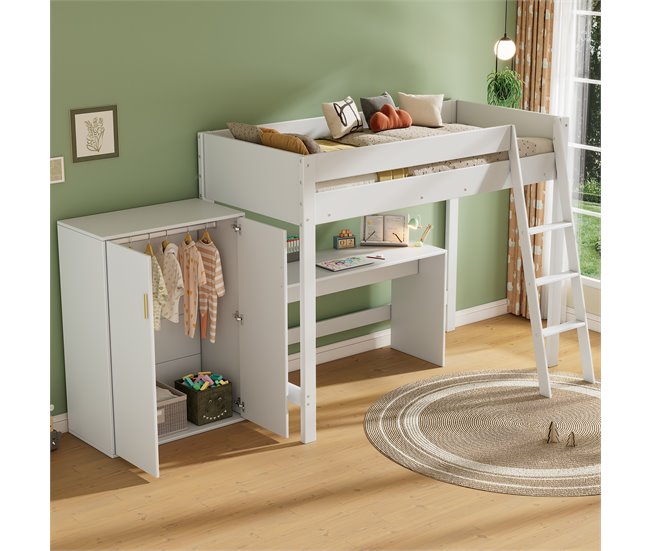 Cama alta para niños Blanco