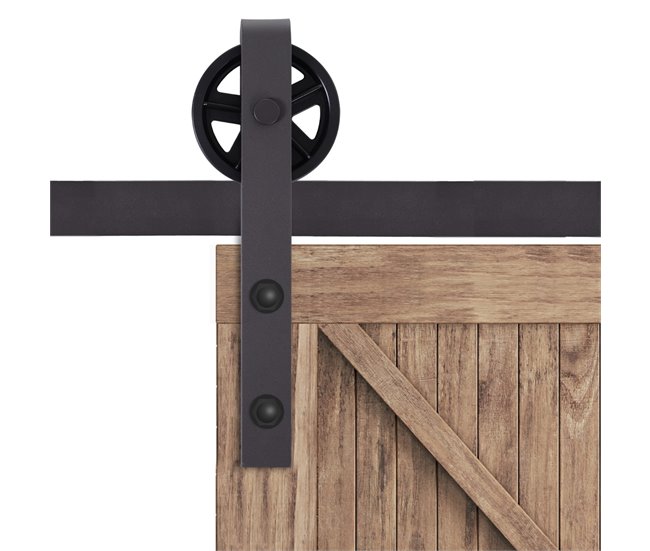Herraje para Puerta Corredera Acero al Carbono HOMCOM 183 Marron
