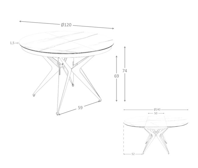 ANGEL CERDÁ Mesa comedor extensible redonda mármol porcelánico 170x120 Blanco