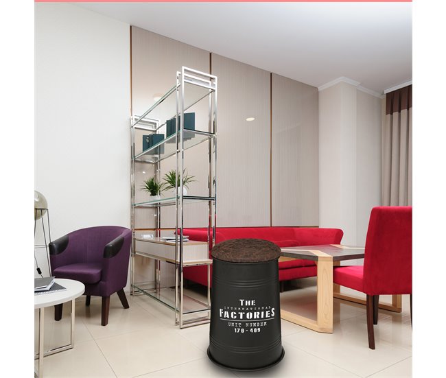 WELL HOME - Puf canister "Joao" Negro