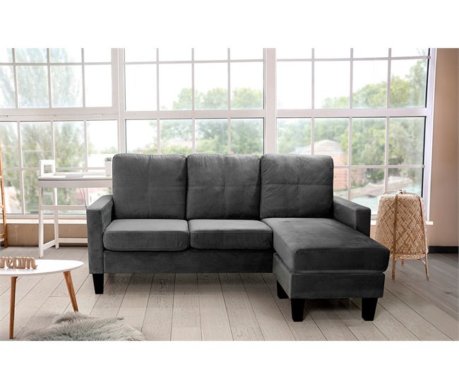 Sofa + Puff Convertible en Chaise Longue New Vika Negro