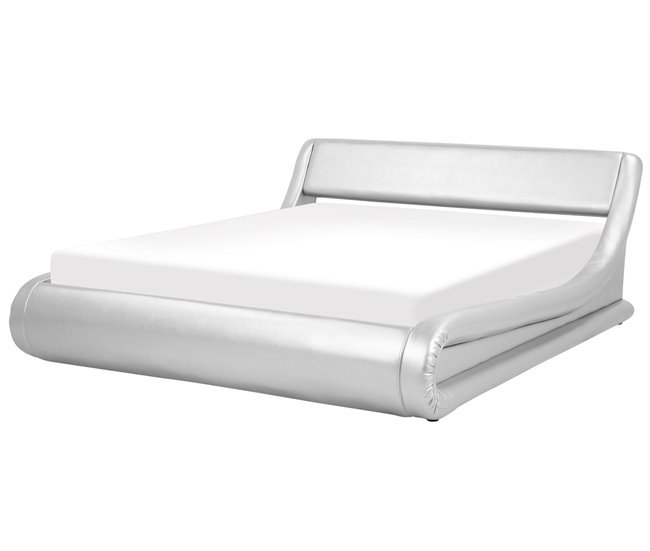Beliani Cama con somier Piel sintética AVIGNON 205x221 Gris