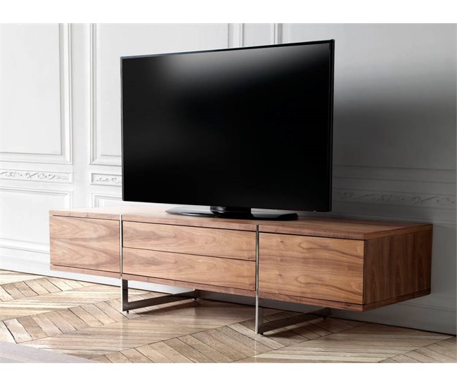 ANGEL CERDA Mueble TV nogal patas acero Nogal