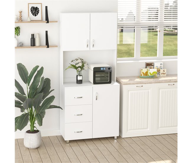 Alacena de Cocina Melamina de Madera HOMCOM, hogar - cocina Blanco