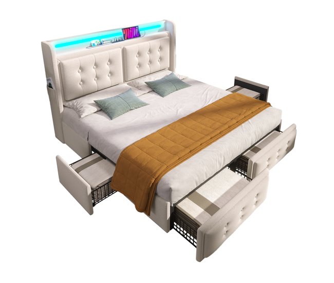 Camas de matrimonio 168x220 Beige