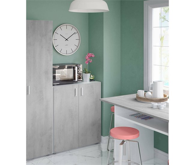 Armario multiusos 2 puertas efecto madera Gris