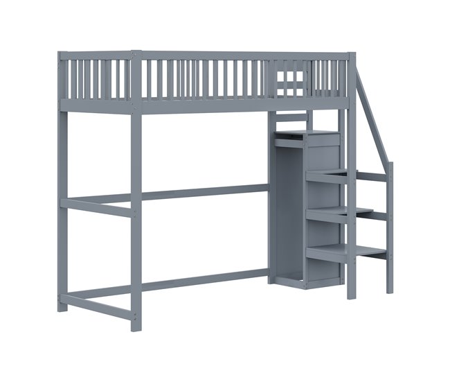 Cama alta para niños 245x95 Gris
