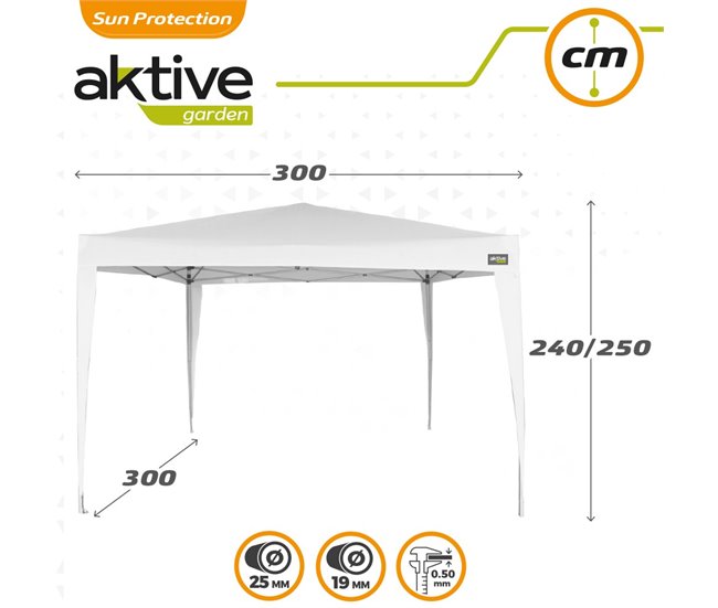 Cenador plegable poliéster UV50 Aktive Blanco