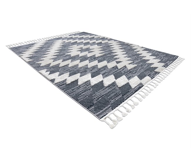 Alfombra SEVILLA Z250A diamantes Franjas Bereber marroquí 160x220 Gris Azul