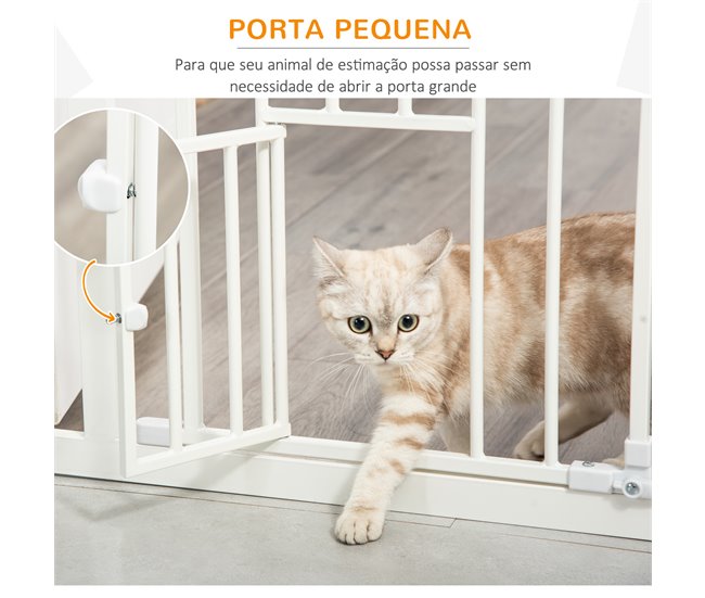 Barrera de Seguridad de Perros Acero y Plástico PawHut Blanco