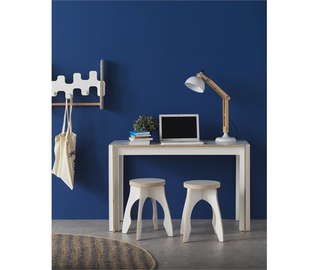 Escritorio infantil de madera contrachapada Blanco