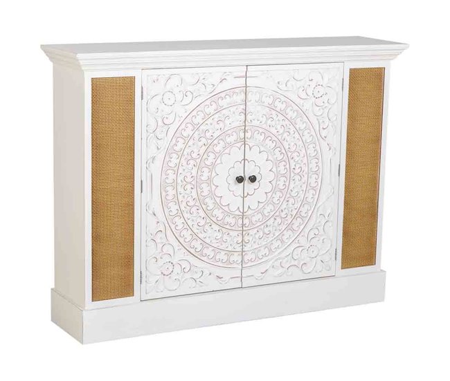 Aparador de madera  envejecido de 2 puertas Blanco