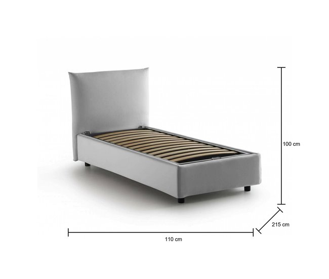 Cama individual en tela Blanco