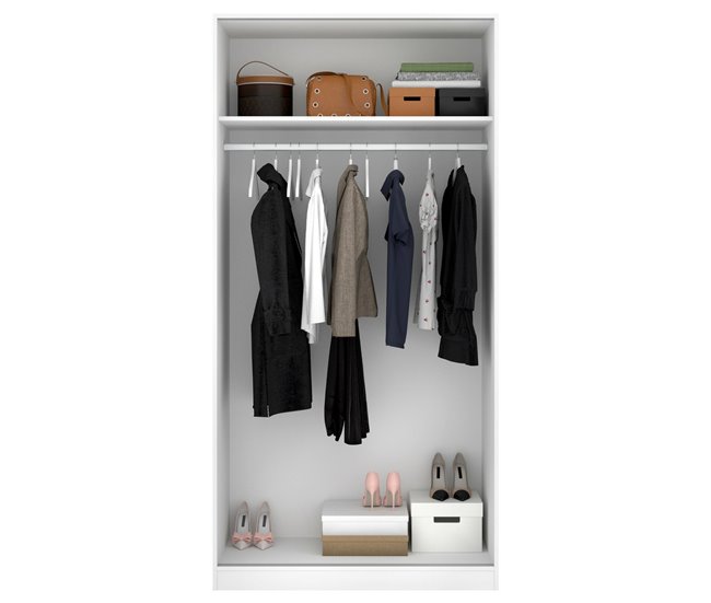 Armario 2 puertas efecto madera 100 Blanco