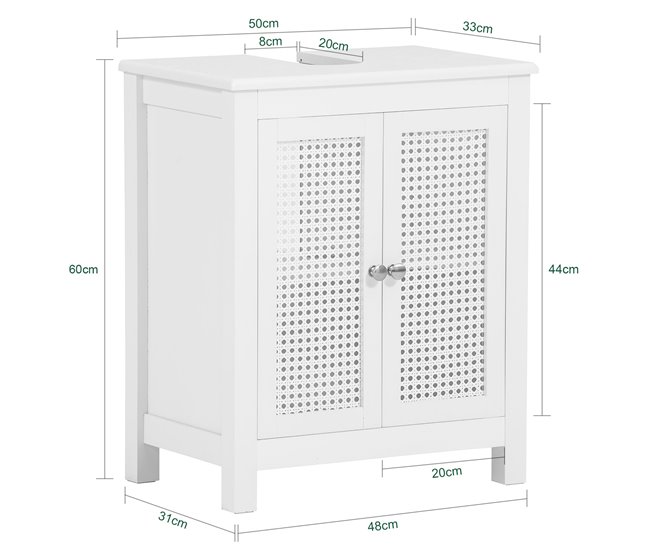 Armario Lavabo con Pie 2 Niveles y 2 Puertas BZR35-W SoBuy Blanco