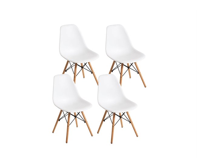Mesa Extensible de Comedor o Cocina + 4 Sillas Estilo Nordico 178x80 Natural/ Blanco