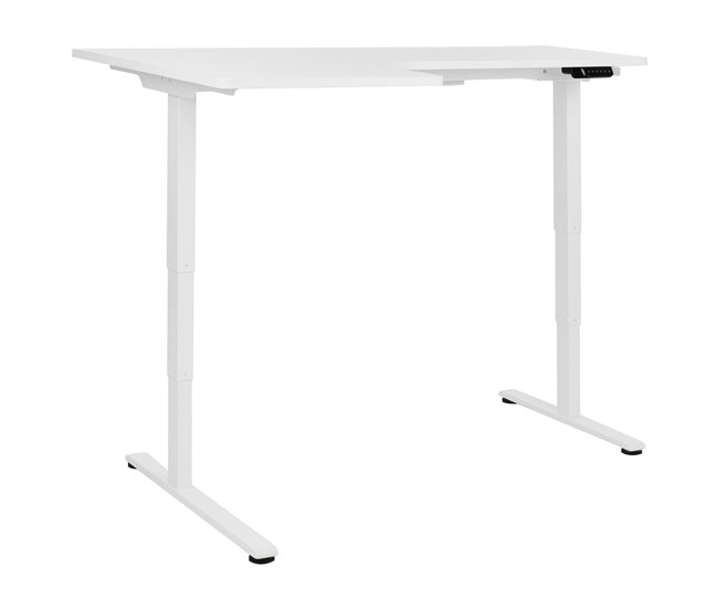 Beliani Escritorio esquinero regulable eléctrico DESTINES 160x109 Blanco