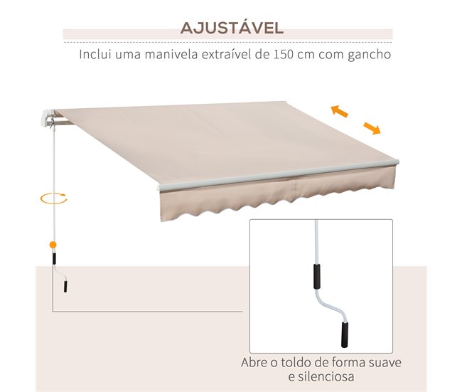 Toldo Manual Retráctil Poliéster 295x200 Crudo