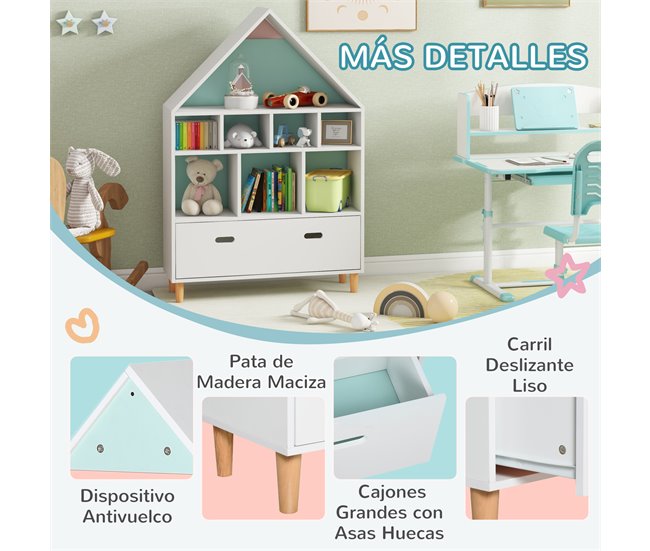 Conjunto para Niños MDF, Acero ZONEKIZ Blanco/ Azul